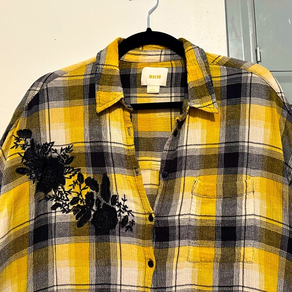 Anthropologie Oversized Yellow Plaid Buttondown - Picture 4 of 8